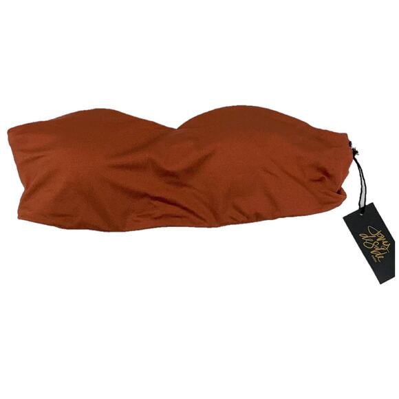 Women Joues de Sable Taylor bikini bathing swim suit top strapless‎ brown L NWT - Picture 1 of 7